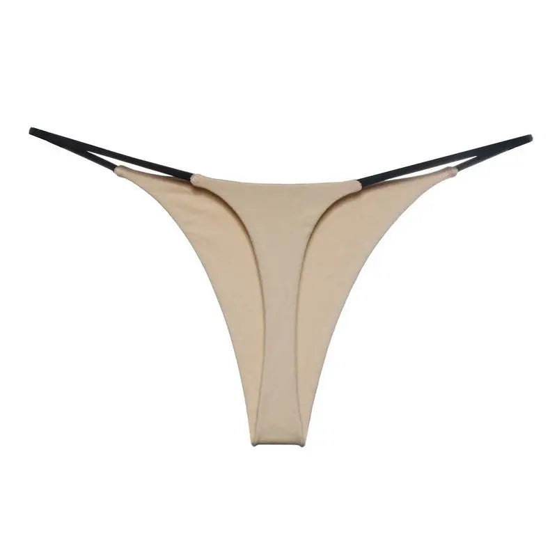 Skin-tone women's fitness yoga T-pants by SHOPEZRA L.L.C., low waist bikini trunks for European and American sports and activewear.