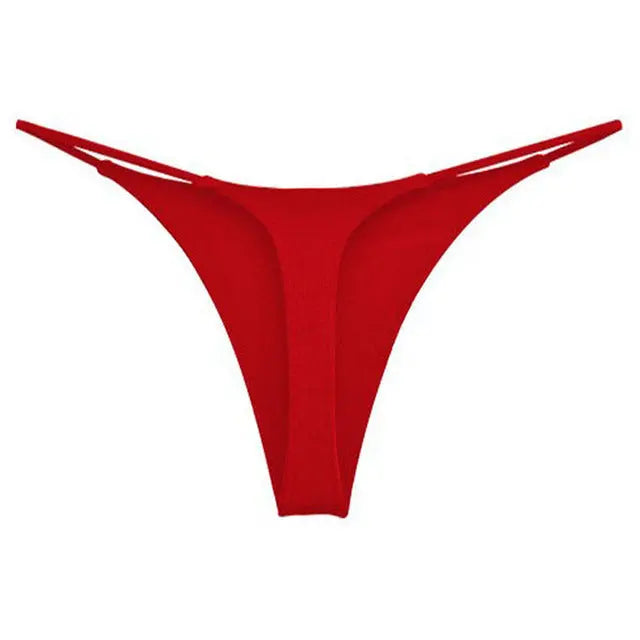 Skin-colored women's sexy European and American sports fitness yoga T-pants with low waist bikini trunks by SHOPEZRA L.L.C.