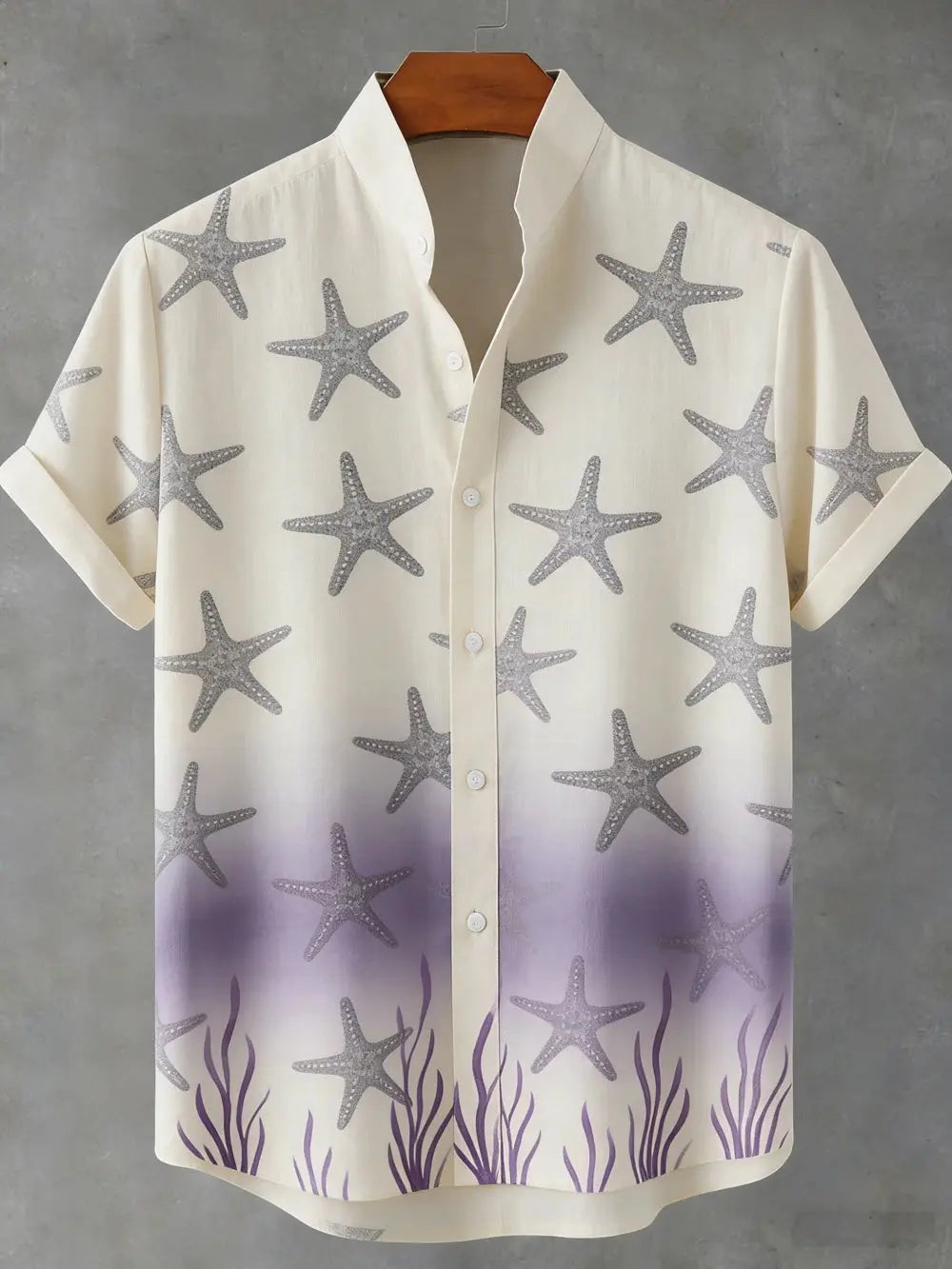 Men's sky blue linen short sleeve shirt with ocean octopus 3D print, casual Hawaiian vacation and outdoor fishing shirt by SHOPEZRA L.L.C.