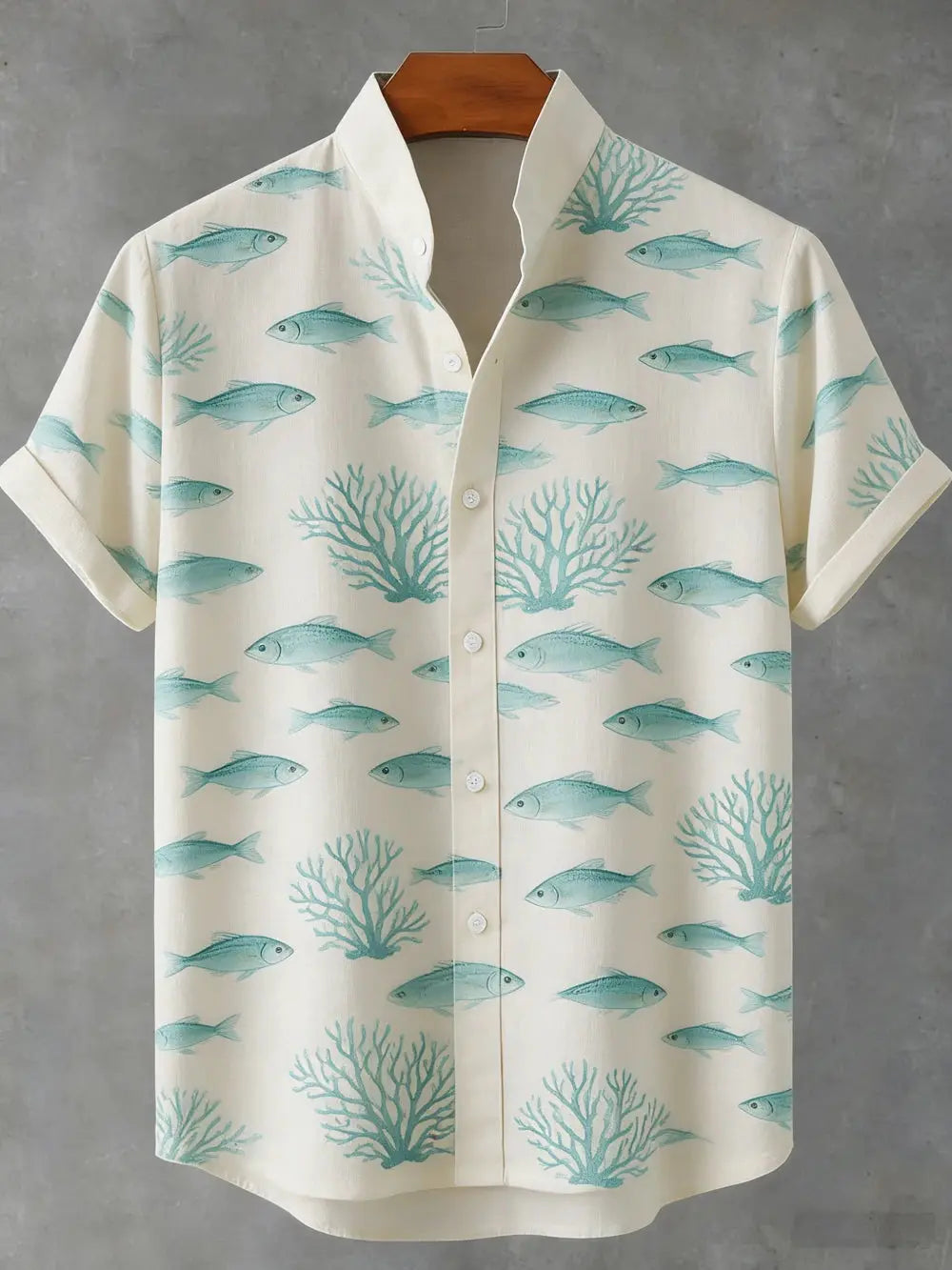 Men's sky blue linen short sleeve shirt with ocean octopus 3D print, perfect for Hawaiian vacations and outdoor fishing by SHOPEZRA.