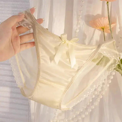 Pure French Style Sexy Lace Mesh Bow Underwear Women&
