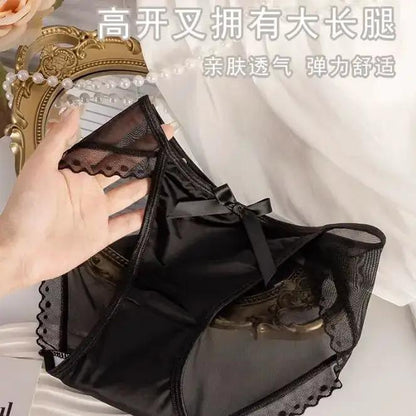Pure French Style Sexy Lace Mesh Bow Underwear Women&