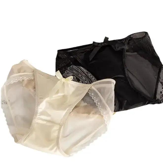 Pure French Style Sexy Lace Mesh Bow Underwear Women&