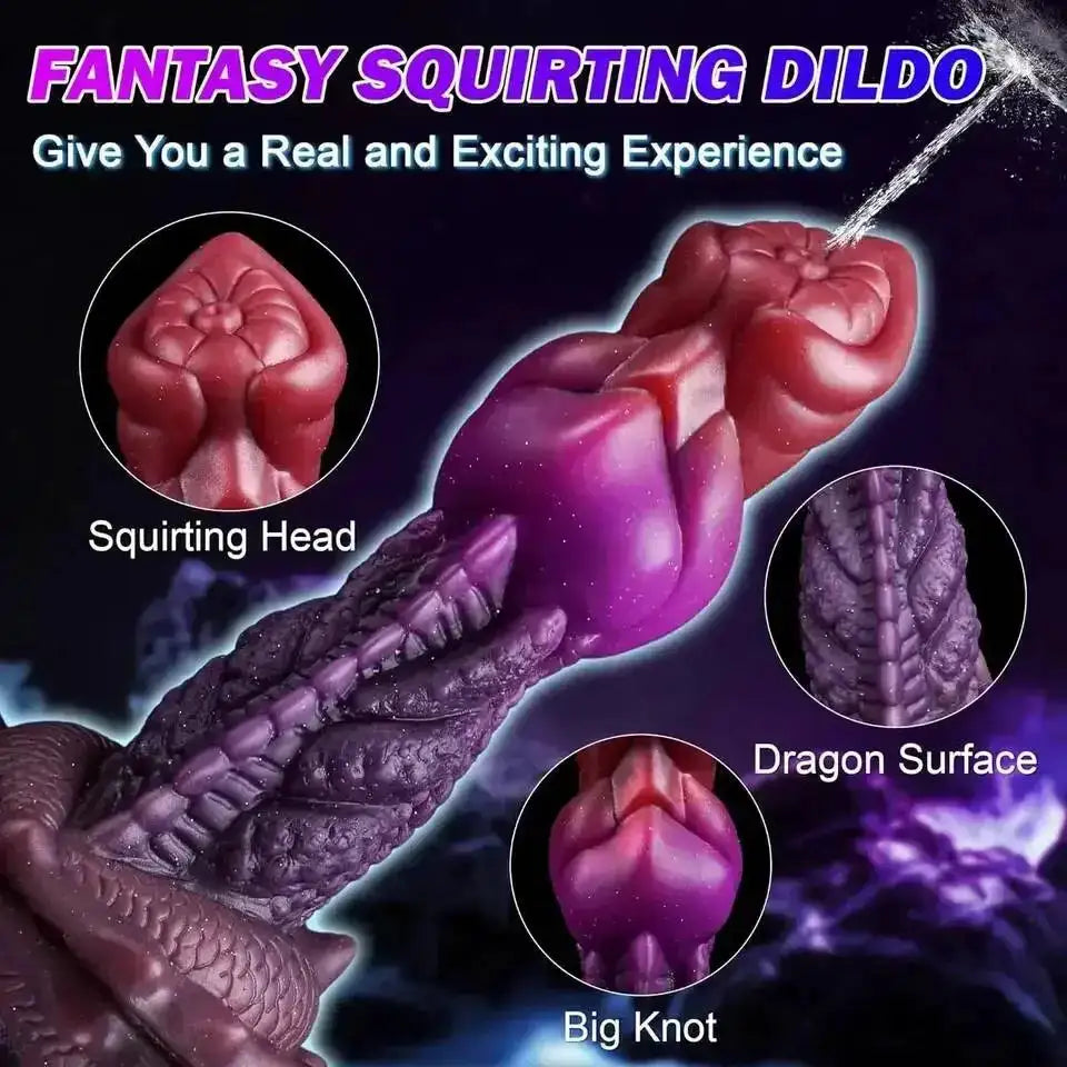 Fantasy Squirting Ejaculating Dildo With Strong Suction Cup Dragon Design Big Knot Multiple Uses For Women Couples by Dropshipman