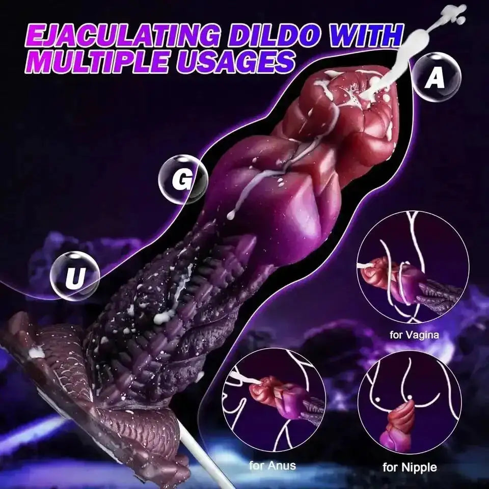 Fantasy Squirting Ejaculating Dildo With Strong Suction Cup Dragon Design Big Knot Multiple Uses For Women Couples by Dropshipman