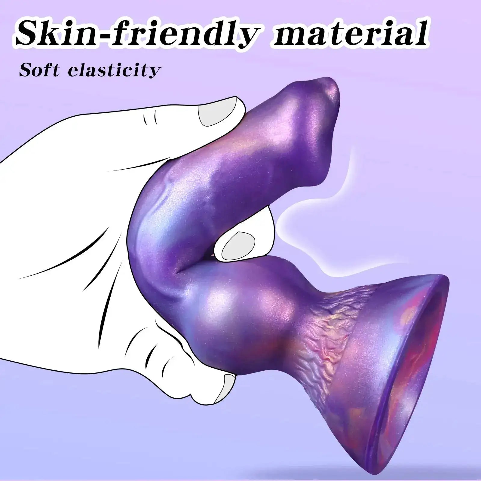 Shopezra L.L.C. squirting dildo with large penis, dog knot design, anal plug, and suction cup for adult pleasure and sex toy use.