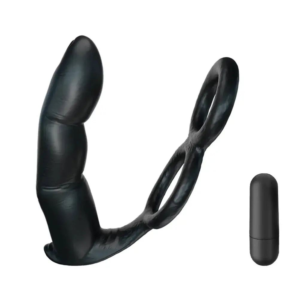 SHOPEZRA L.L.C. male prostate massager with anal vibrator, penis ring, butt plug, and bullet for male pleasure and stimulation