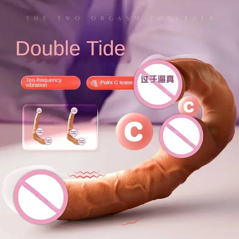 Double head wearable dildo with vibrator, G-spot stimulation, and vaginal toy for women, featuring dual-player design.