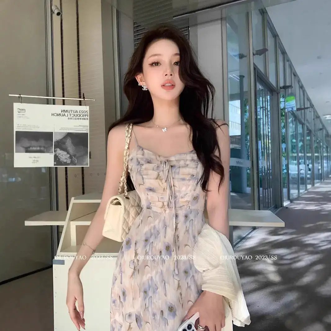 French Style Waisted Gentle Floral dress Women&