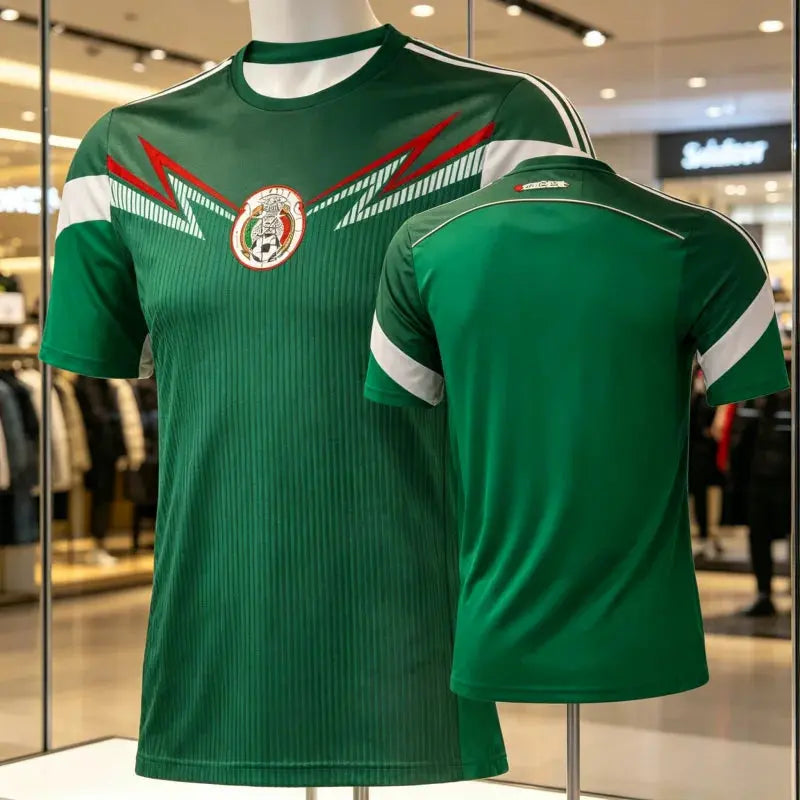 Vintage orange-red Mexican fan football T-shirt by SHOPEZRA L.L.C., breathable, comfortable, family-friendly parent-child clothing.