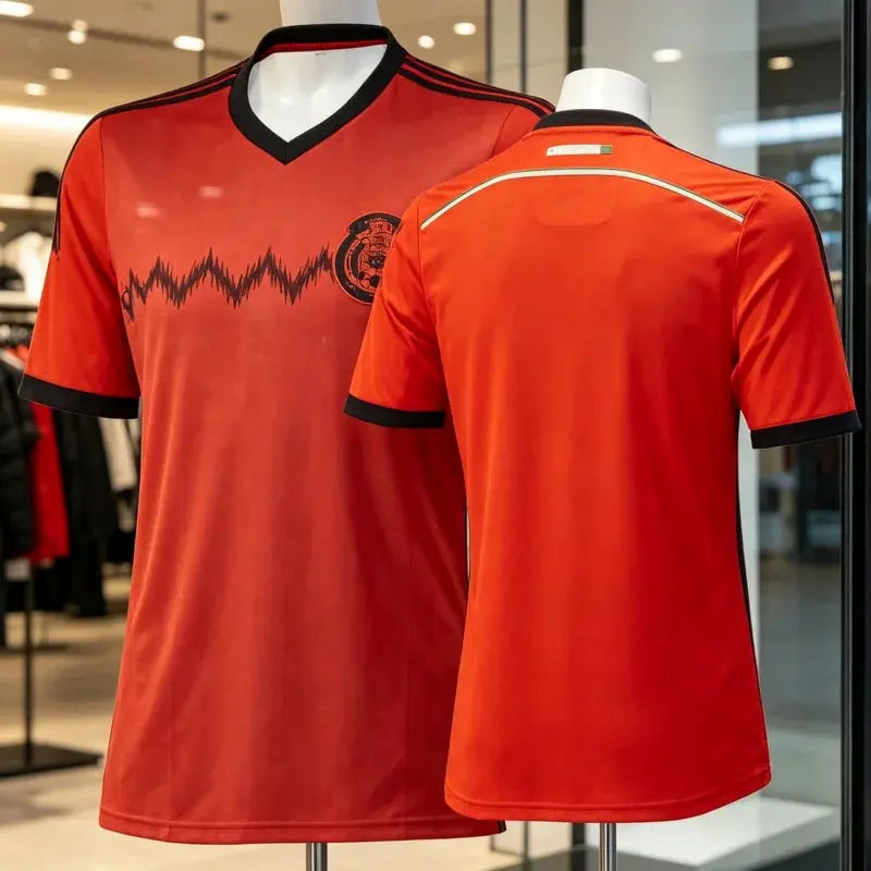 Vintage orange-red Mexican fan football T-shirt by SHOPEZRA L.L.C., breathable, comfortable, ideal for family and parent-child wear.
