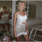 Sexy Lace Trim Irregular Hem Top Sequin Skirt Set Satin Split Patchwork Backless Sling Tops Mini Skirts 2026 Summer Lady Suit SHOPEZRA L.L.C.