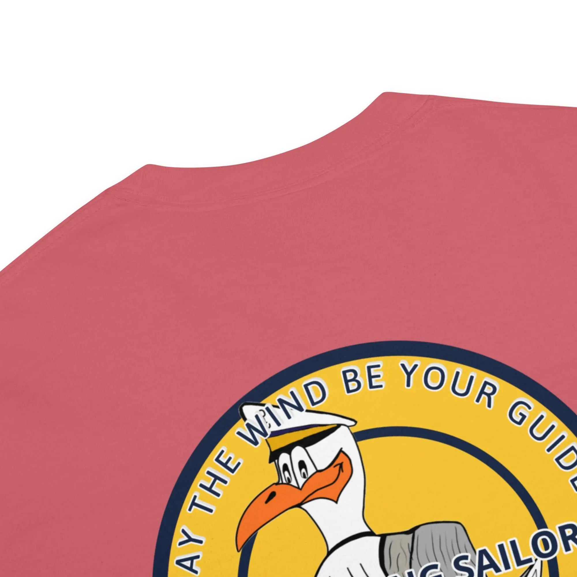 Men's navy heavyweight T-shirt with high-flying sailor graphic from SHOPEZRA L.L.C.