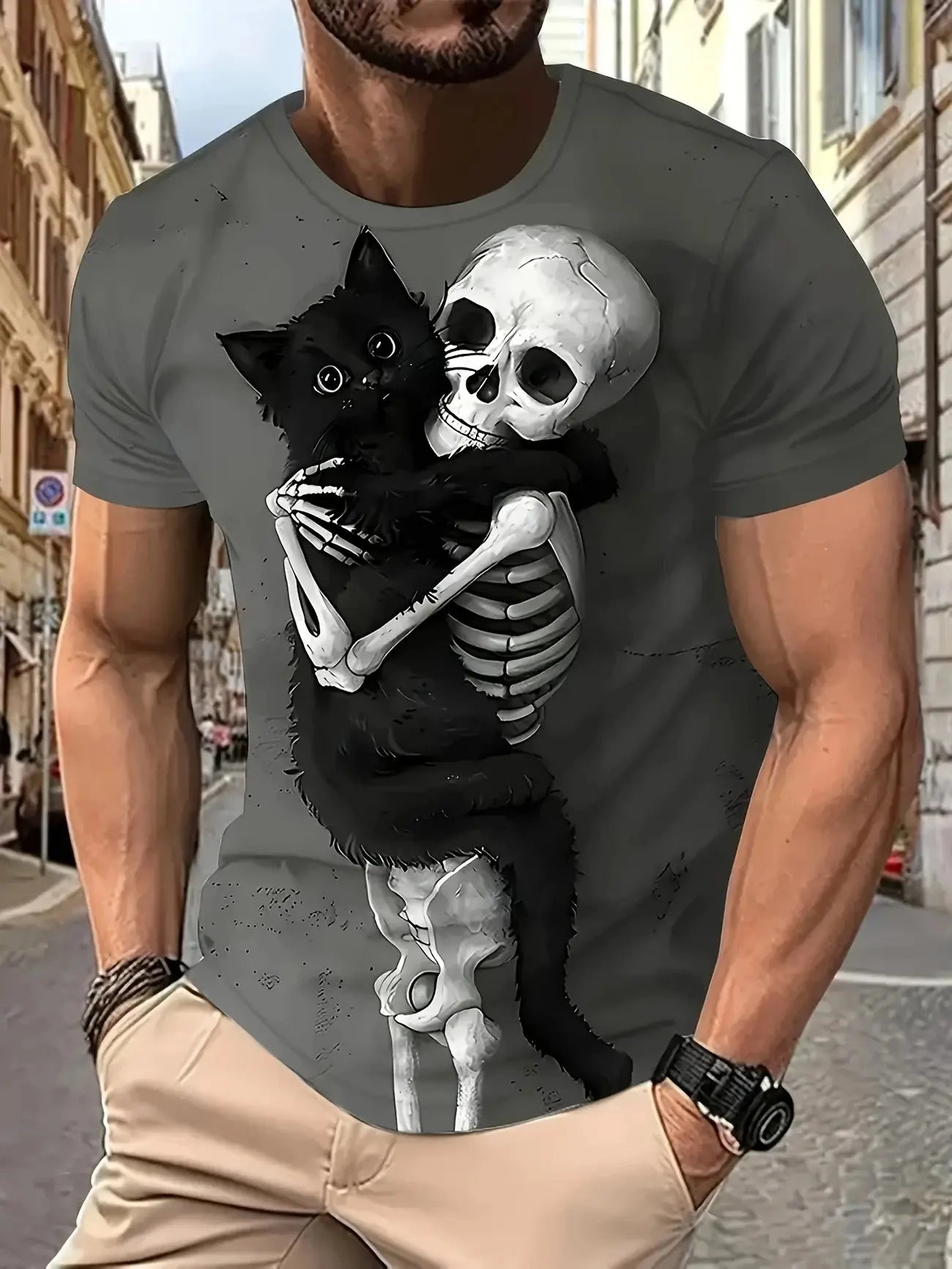 Men's summer T-shirt by SHOPEZRA L.L.C. featuring a funny printed pattern, short sleeves, round neck, abstract art design.