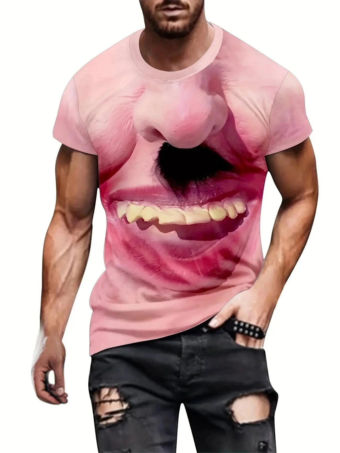 Men's summer T-shirt by SHOPEZRA L.L.C. with funny printed abstract art, short sleeves, round neck, casual outdoor fashion.