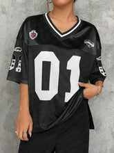 American Sports Fashion V-Neck T-Shirt Street Y2K Hip-Hop Jersey Women&