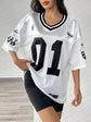 American Sports Fashion V-Neck T-Shirt Street Y2K Hip-Hop Jersey Women&
