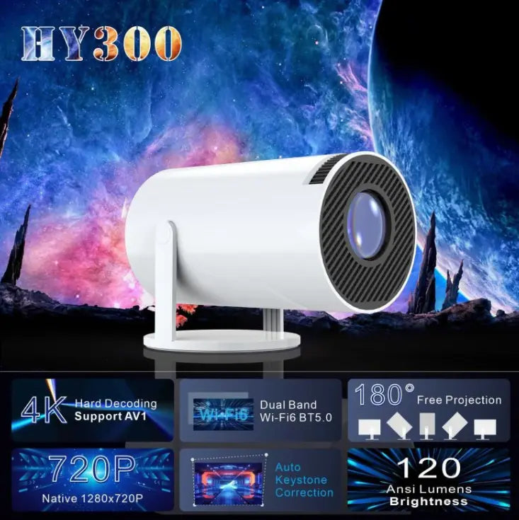 Portable small projector by SHOPEZRA L.L.C., compact device with lens and control buttons, ideal for on-the-go home or outdoor use.