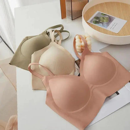 Liquid Foundation Seamless Underwear Jelly Soft Support Semi-fixed Cup No Steel Ring Breathable Comfortable Naked Women&