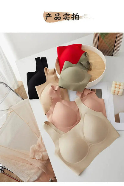Liquid Foundation Seamless Underwear Jelly Soft Support Semi-fixed Cup No Steel Ring Breathable Comfortable Naked Women&