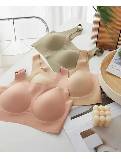 Liquid Foundation Seamless Underwear Jelly Soft Support Semi-fixed Cup No Steel Ring Breathable Comfortable Naked Women&