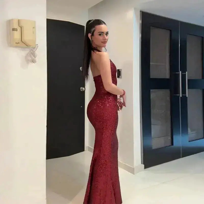 Sexy Shiny Sequined Mesh Club Evening Party Dresses Women 2026 Summer Autumn Sleeveless Backless Bodycon Maxi Long Dress by Dropshipman