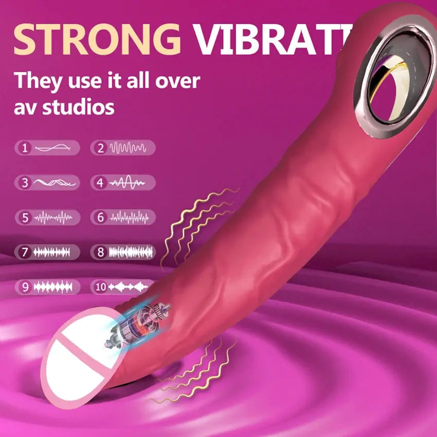 Silicone realistic dildo vibrator with big penis design, anal plug, G-spot stimulator and clitoris massager for adults.