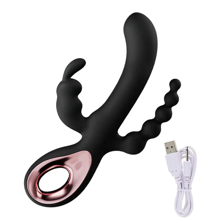 Silicone realistic dildo and vibrator with large penis shape, anal plug, G-spot stimulator, and clitoral massager for women.