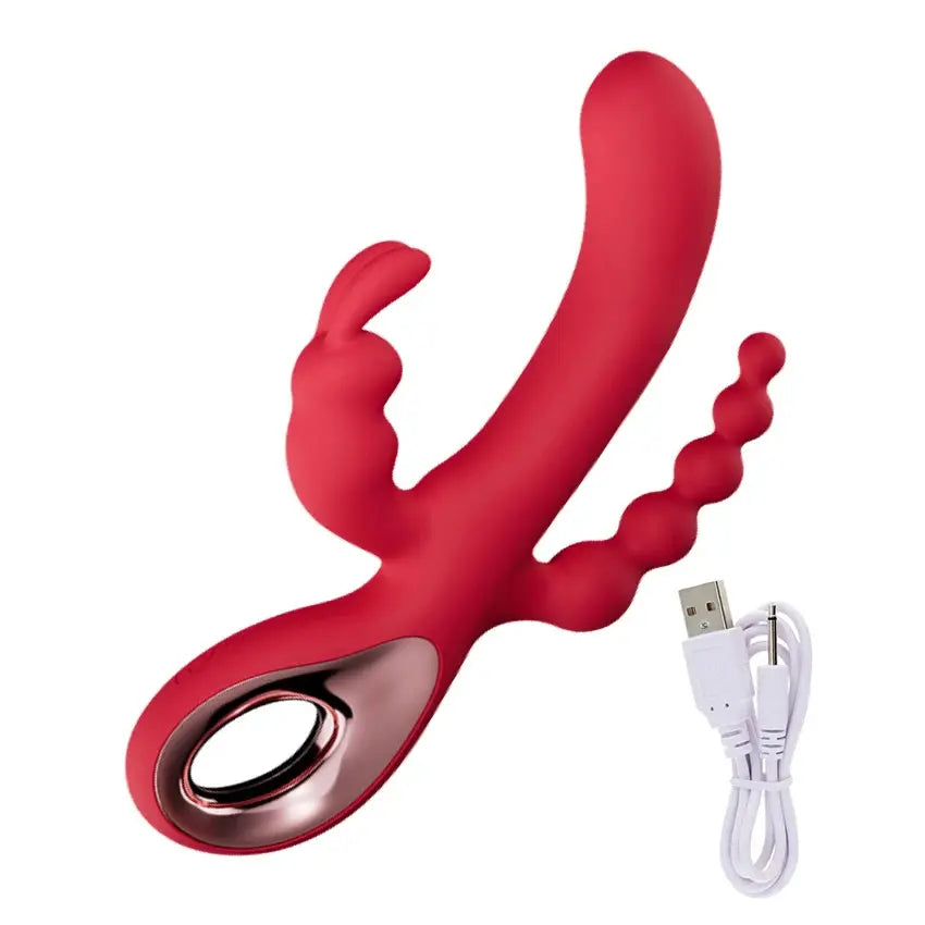 Silicone realistic dildo and vibrator with large penis shape, anal plug, G-spot stimulator, and clitoris massager for women.