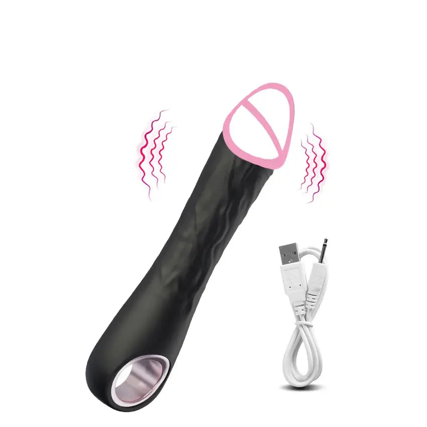 Silicone realistic dildo and anal plug sex toy with G-spot stimulation, designed for women, featuring a powerful massager.