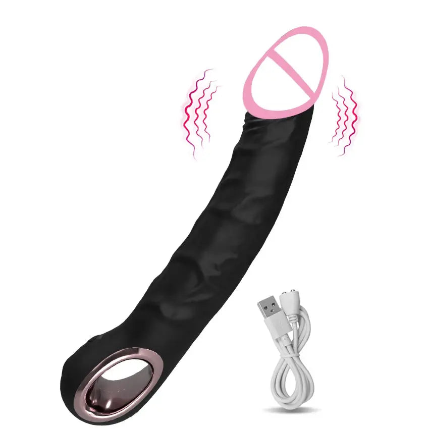 Silicone realistic dildo vibrator with large penis shape, anal plug, G-spot, and clitoris stimulator for women, adult sex toy.