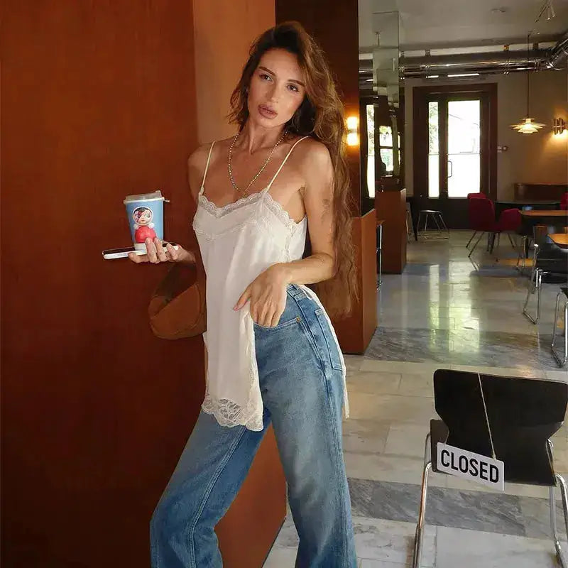 Women White Lace Trim Corset Mini Dress Sexy Sweetheart Neck Spaghetti Strap Slit Hem 2026 Summer Leisure Nightclub Party Wear by Dropshipman