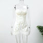 Damen weißes Korsett-Minikleid mit Spitzenbesatz, sexy Neckholder, Spaghettiträger, Schlitzsaum, Sommer 2026, Freizeit, Nachtclub, Partykleidung
