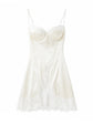 Damen weißes Korsett-Minikleid mit Spitzenbesatz, sexy Neckholder, Spaghettiträger, Schlitzsaum, Sommer 2026, Freizeit, Nachtclub, Partykleidung