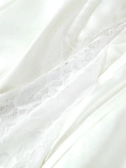 Women White Lace Trim Corset Mini Dress Sexy Sweetheart Neck Spaghetti Strap Slit Hem 2026 Summer Leisure Nightclub Party Wear by Dropshipman