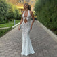 Damen weißes Korsett-Minikleid mit Spitzenbesatz, sexy Neckholder, Spaghettiträger, Schlitzsaum, Sommer 2026, Freizeit, Nachtclub, Partykleidung