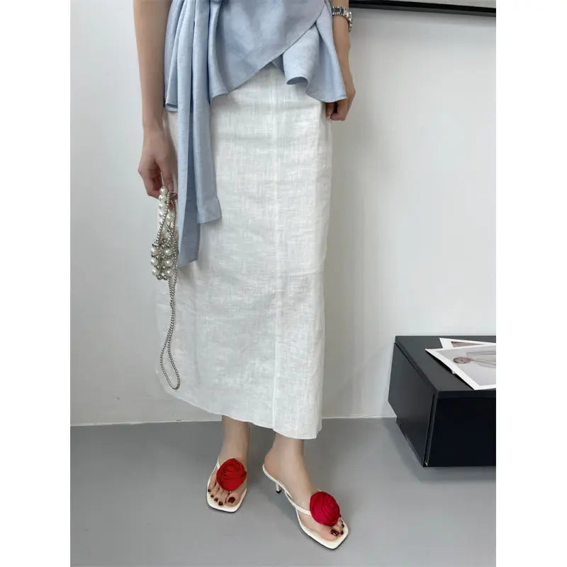White floral high-heeled stiletto thong sandals and slippers by SHOPEZRA L.L.C. for summer fashion, featuring elegant design and slim heels.