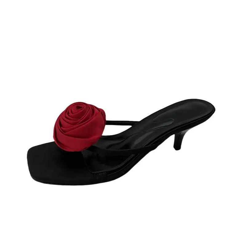 White floral high heels and stiletto thong sandals from SHOPEZRA L.L.C. for summer, featuring elegant design and slender heels.