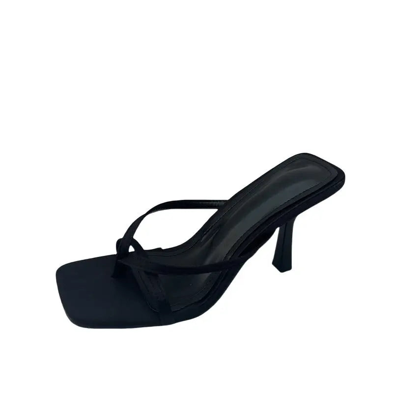 White European and American fashion high heel thong sandals for women with elegant fine heels, stylish and comfortable footwear.