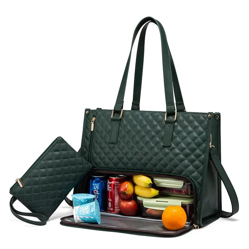 White women's insulated lunch bag by SHOPEZRA L.L.C. with dimensions 36x16x30cm, designed for keeping food fresh and cool.