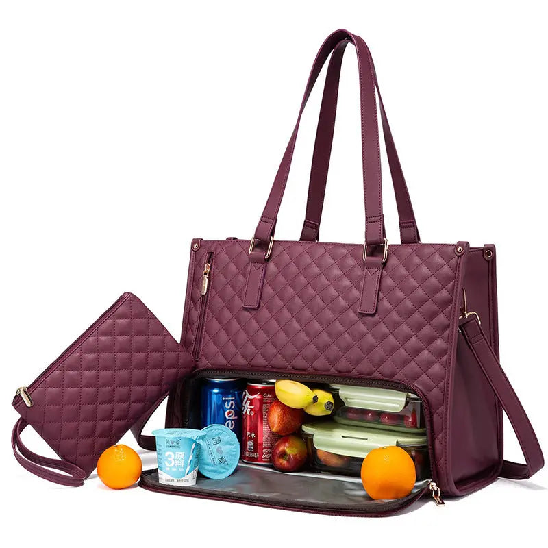 White women's insulated lunch bag by SHOPEZRA L.L.C. with dimensions 36x16x30cm, designed for keeping food fresh.