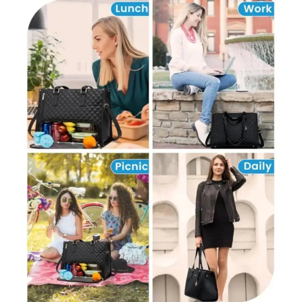 White women's insulated lunch bag by SHOPEZRA L.L.C. with a 36x16x30cm compact design and insulated interior.