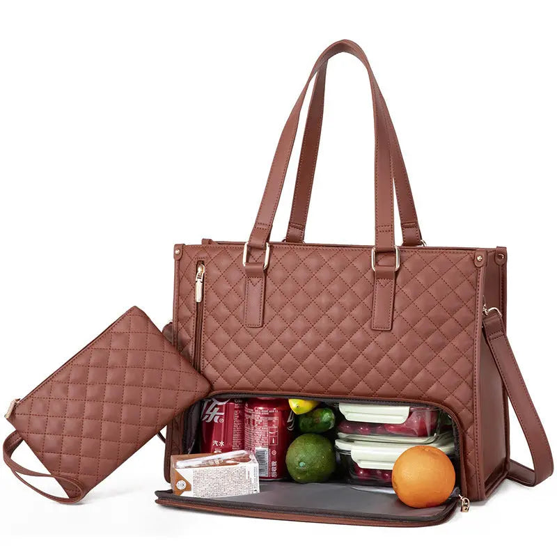 White women's insulated lunch bag by SHOPEZRA L.L.C., 36x16x30cm, featuring a sleek design and thermal insulation.