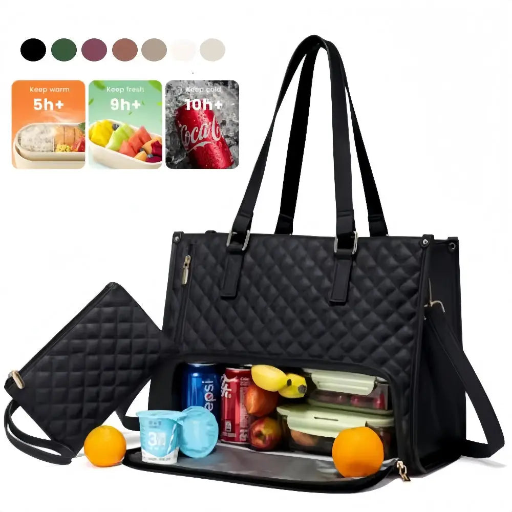 White women's insulated lunch bag by SHOPEZRA L.L.C. with dimensions 36x16x30cm, designed for keeping food fresh.