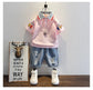 2-10 Years Kids Boys Clothes Set Summer Short Sleeve Cartoon Print Lapel T-shirt And Denim Shorts 2PCS Children Tracksuit Outfit SHOPEZRA L.L.C.