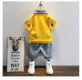 2-10 Years Kids Boys Clothes Set Summer Short Sleeve Cartoon Print Lapel T-shirt And Denim Shorts 2PCS Children Tracksuit Outfit SHOPEZRA L.L.C.