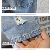 2-10 Years Kids Boys Clothes Set Summer Short Sleeve Cartoon Print Lapel T-shirt And Denim Shorts 2PCS Children Tracksuit Outfit SHOPEZRA L.L.C.
