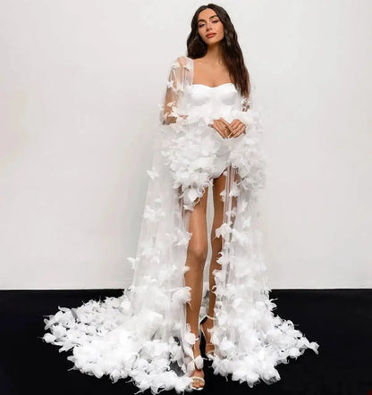 Modern Women Bathrobe Evening Dresses Nightgowns 3D Butterflies Loungewear Home Clothes Female Party Sleepwear Rayon Customized by Dropshipman