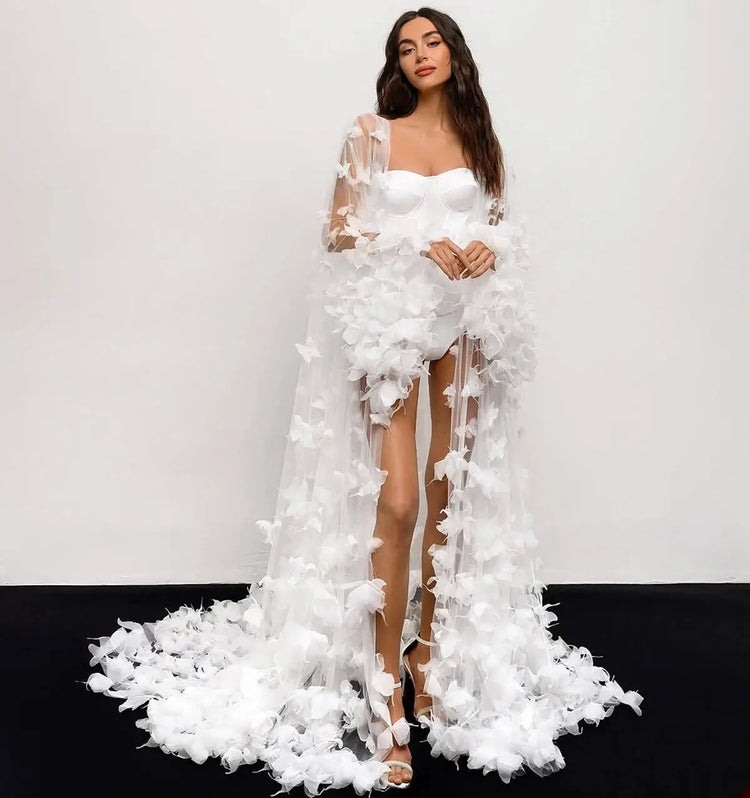 Modern Women Bathrobe Evening Dresses Nightgowns 3D Butterflies Loungewear Home Clothes Female Party Sleepwear Rayon Customized SHOPEZRA L.L.C.