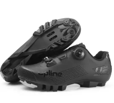Taiwan UPLINE cycling shoes in black for road and mountain biking with ergonomic design.